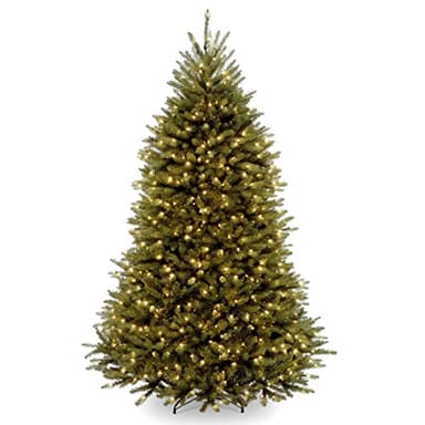 National Tree Company 6 ft Pre-Lit Dunhill Fir Artificial Christmas Tree, 600 Warm White LED Lights, 1,430 Tips, Includes Stand, Green