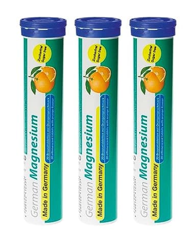 German Magnesium Oxide Supplement | Effervescent Tablets | Orange Flavor – 200 mg Magnesium per Serving | Sugar Free, Vegan – T&D Pharma – Made in Germany