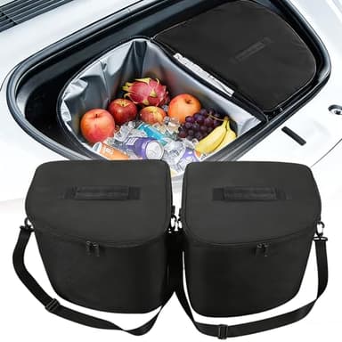 Tesla Model Y Frunk Cooler Bag, 600D Waterproof Leak Proof Insulated Front Trunk Soft Coolers, Tesla Frunk Organizer Storage Bags with Zipper Shoulder Strap for Model Y Travel Camping Picnic - 2 Packs