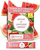 Clean Energy Drink Powder | Natural Caffeine, Electrolytes, and B Vitamins for Hydration, Focus, and Vitality | Zero Sugar, Long-Lasting Energy Boost | 30 Convenient Packets