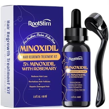 5% Minoxidil Hair Growth, Beard Growth Kit for Men and Women: Extra Strength Minoxidil Hair Loss Treatment Serum with Rosemary for Faster Stronger Thicker Hair Growth 2 Fl Oz