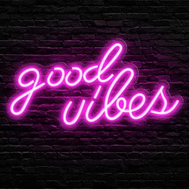 Olekki Pink Good Vibes Neon Sign - Neon Lights for Bedroom, LED Neon Signs for Wall Decor (16.1 x 8.3 inch)