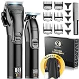 Novah® Professional Hair Clippers for Men, Professional Barber Clippers and Trimmer Set, Mens Cordless Hair Clippers for Barbers Haircut Kit Fade