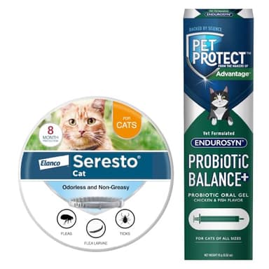 Bundle of Seresto Cat Collar for Cats + Pet Protect Probiotic Balance+ Cat Supplement | Oral Gel | 15g