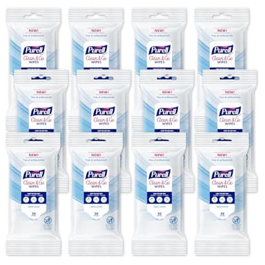 PURELL Clean & Go Cleaning Wipes, Skin and Surface, Fresh Scent, 20 Count Travel Pack (Pack of 12), 9269-12-CMR