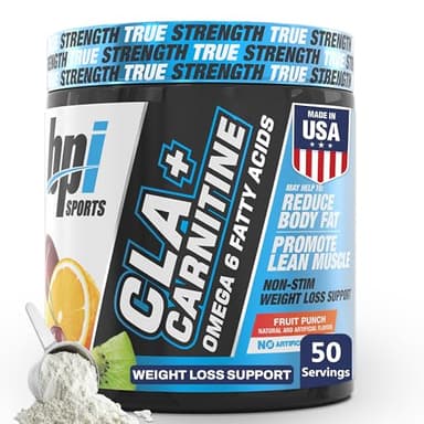 BPI Sports CLA+Carnitine – CLA L Carnitine & Linoleic Acid – L Carnitine Supplement for Weight Loss, Metabolism & Lean Muscle – Caffeine Free – Fruit Punch – 50 Servings – 12.34 oz
