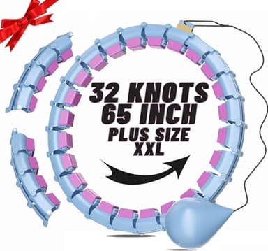 65inch 32 Knots Plus Size Quiet Weighted Hula Infinity Fitness Detachable Hoops Smart Silent Infinity Fit Hula for Women 2 in 1 Waist and Abdominal Workout Hoop