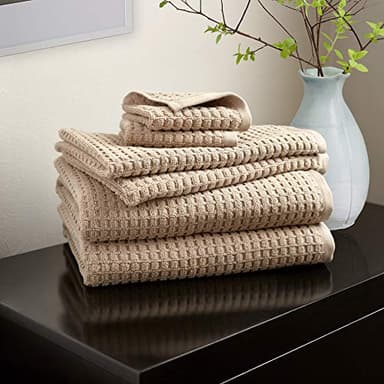 DKNY Quick Dry Bathroom Towel Set - 2 Bath Towels, 2 Hand Towels & 2 Washcloths - 100% Cotton - Ivory Linen