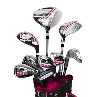 Powerbilt Pro Power Golf Clubs for Women Right Handed, Complete Golf Club Set with 460cc Driver, Fairway Wood, Hybrid, Irons, Blade Putter, Stand Bag, Head Covers
