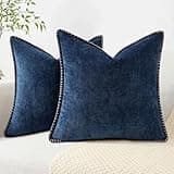 decorUhome Chenille Soft Throw Pillow Covers 18x18 Set of 2, Farmhouse Velvet Decorative Pillow Covers with Stitched Edge for Couch Sofa Bed, Poseidon