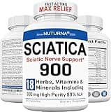 Sciatica Supplement with 900 mg Alpha Lipoic Acid - Maximum Strength ALA Sciatic Nerve Support for Feet, Hands, Fingers, and Legs - Ultra Potent 18-in-1 Natural Nerve Vitamins - 180 Capsules