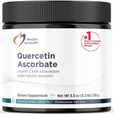 Designs for Health Quercetin-Ascorbate Powder - 240mg QuerceSOL™ Supplement - Vitamin C to Help Support Normal Histamine Response - Easy Drink Add-in, Vegan (77 Servings / 100g)