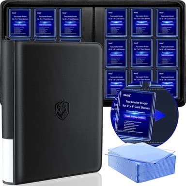 TRUGQ Toploader Binder Holds 324 Toploaders - 20 Toploaders|Waterproof PU Leather + Anti-Yellowing PP Inserts | Ridge Tab Sorting Portable top loader binder for cards(For Sports/Game Cards)