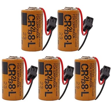 5Pcs 2000mAh CR2/38-L Battery Compatible for Fuji CR2/3 8.L 3V PLC Lithium Battery FDK CR2/38.L with Black Head