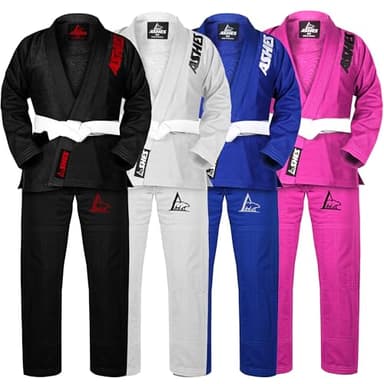 Ashes Sports IBJJF Ultra Light BJJ Brazilian Jiu Jitsu Gi for Kids with Preshrunk Fabric and Free Belt (Black, M0)