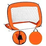 YUUKILAX Pop Up Kids Toddler Soccer Goal, 3.3x2.2ft Portable Soccer Goals for Outdoor Indoor, Foldable Backyard Soccer Goal, Mini Soccer Net for Kids with Carry Bag, Orange