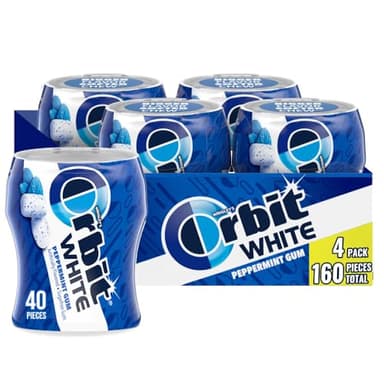 ORBIT Gum White Peppermint Sugar Free Chewing Gum Bulk Pack, 40 Piece Bottle (Pack of 4)