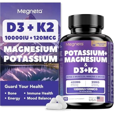 High-Potency Vitamin D3 10000IU K2 (MK-7) Potassium Magnesium Supplement - Advanced Synergistic Complex for Bone, Immune Health, Mood Balance & Energy Support
