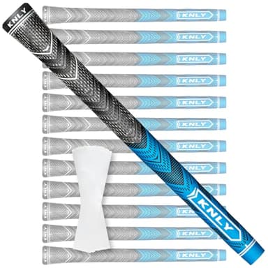KNLY Hybrid Golf Grips Set, High Feedback Multi-Compound, Grain Sense Non-slip, Standard/Midsize, 13 Grips with Tapes & Repair Kits (Blue, 2 in 1)