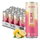 BUM Sugar-Free Energy Drink, Pink Lemonade - Lightly Carbonated & No Artificial Colors, Natural Caffeine & Citicoline for Energy & Focus, Brain Boost & Workout Sports Beverage - 12 oz, Pack of 12