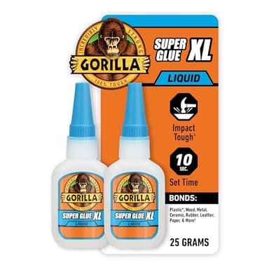Gorilla Super Glue XL, Clear Glue, 25 Gram (Pack of 2) - All Purpose and Fast Setting for Projects and Repairs