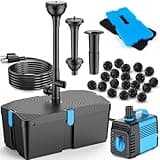 FEOXSHAL Pond Filters for Outdoor Ponds, 820 GPH Pond Filter with Fountain Pump Kits, 60W Pond Pump and Filter Kit for Koi Pond Clean, Garden Fountains, Waterfall