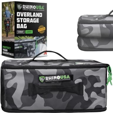 Soft-Sided Overland Storage Bag – Tactical Gear Tote for Camping Essentials, SUV Trunk Organizer, Bushcraft Gear, Camper Organization, Travel Bag with Dividers & Customizable Patch Panel (S, Camo)