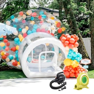 10FT Inflatable Bubble House Dome for Adults,TPU Clear Commercial Inflatable Bubble House Tent with Tunnel, Bubble Balloon House with 680W Air Blower, 600W Air Pump Inflatable Dome for Party