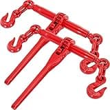 VEVOR Chain Binder 5/16-3/8, Ratchet Load Binder 6600lbs Capacity, Ratchet Lever Binder w/ G70 Hooks, Adjustable Length, Ratchet Chain Binder for Tie Down, Hauling, Towing, Red
