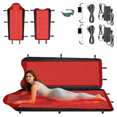 3207 LEDs Red Light Therapy Mat Full Body, TPU Infrared Blanket, Premium Foldable Mat with 10-90Min Timer & Pulse Modes for Home Office Relaxation