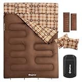 KingCamp 54F Queen Size 2 Person Double Sleeping Bags with Pillows for Adults, 20 Degree Lightweight Backpacking Quilts for Couples Family Camping Hiking and Outdoors, Waterproof