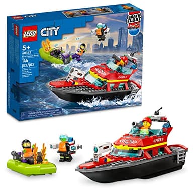 LEGO City Fire Rescue Boat Building Set - Floatable Boat Toy for Boys & Girls, Ages 5+ - Kids Pretend Play Toy for Preschool - Gift for Birthdays - 60373