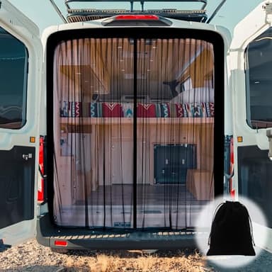 XCBYT Van Bug Screen for Rear Door | Magnetic Closure Window Screen for Camping | Van Life Essentials | Universal Fit for Standard Roof Mercedes Sprinter, Ford Transit & RAM ProMaster (65” H x 65” W)