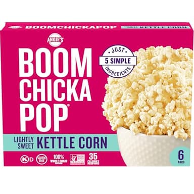 Angie's BOOMCHICKAPOP Lightly Sweet Kettle Corn Microwave Popcorn, (6) 3.29 oz. bags