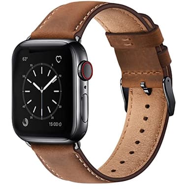 SUNFWR Leather Bands Compatible with Apple Watch Band 42mm(Series 3 2 1) 44mm 45mm 46mm 49mm for Men Women, Top Grain Genuine Leather Replacement Strap for iWatch Ultra 3 2 1, SE3 2 1, Series 11 10 9 8 7 6 5 4 3 2 1