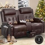 Aotolo Reclining Loveseat, Massage Loveseat Recliner Sofa Heavy Weight Capacity, RV Love Seat Chair Clearance with Console, USB, Type C Port, Storage, Cup Holders, Wall Hugger Couch for Living Room