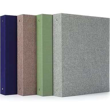Chuangdi 4 Pcs 3 Ring Binder with Linen Cover 1.25 inch Durable Round Rings Binder for 8.5 x 11 Inch Paper Letter Size for School Office and Home, 4 Colors