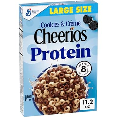 Cheerios Protein Cereal, Cookies and Crème, 8g Protein, Large Size, 11.2 oz
