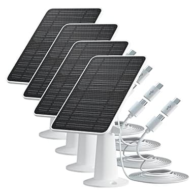 Solar Panel Charger Compatible with Eufycam 3/3C/2C/2C Pro/E40/E20/2/2 Pro/E/L20/L40/Solo/SoloCam Spotlight, 5W Solar Panel for Eufy Camera, Micro USB & USB-C Port, 9.8ft Cable, P65 Waterproof, 4 Pack
