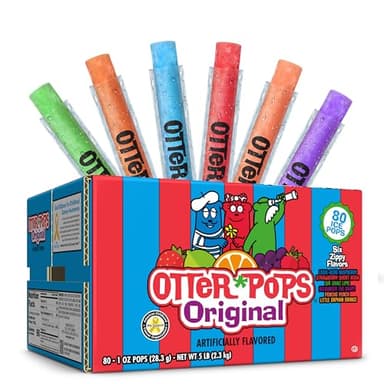 Otter Pops Freezer Bars, Ice Pops, Original Flavors (80ct - 1oz bars),Multicolor, Gluten Free