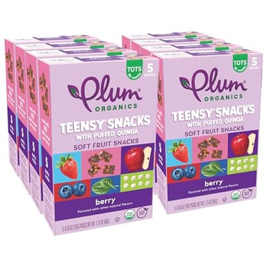 Plum Organics Teensy Snacks Soft Fruit Snacks - Berry with Puffed Quinoa - Organic Toddler Food Fruit Snacks - 0.35 oz Bags (Pack of 40)