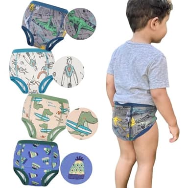 MooMoo Baby Absorbent Potty Training Underwear 4 Packs Cotton Training Pants for Boys 5T