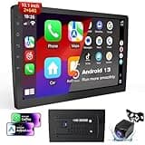 Haudio 10.1 Inch Android 13 Car Stereo Receiver - Universal Fit for Most Cars, 64GB Storage, HD 720P Touchscreen, Bluetooth 4.1, Built-in GPS/Backup Camera, Supports MirrorLink & WiFi Hotspot