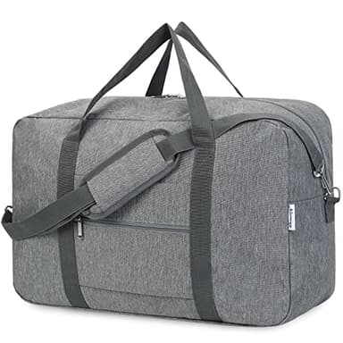 Narwey Foldable Carry on Luggage 22x14x9 Airline Approved Duffle Bag for Travel Packable Duffel Bag for Traveling Airplane for Women and Men 40L (Grey (With Shoulder Strap))