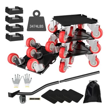 MYUEA Furniture Dolly,Furniture Movers with 5 Wheels,Carbon Steel Panel Heavy Duty Dolly,Maximum Load 3474LBS,Furniture Lifter with 5 360° Rotatable Rubber Universal Wheels(Black,6.89x6.9 in)