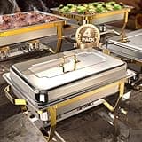 Chafing Dishes for Buffet 4 Pack, 9QT [Elegant Gold and Silver Colors] Stainless Steel Chafing Dish Buffet Set [Sturdy and High Grade] Chafers and Buffet Warmers Sets for Any Party with Complete Set