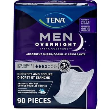 TENA Incontinence Guards, Overnight Absorbency & Advanced Odor Protection, Incontinence Guards for Men, 90 ct