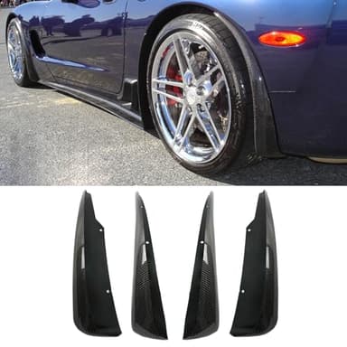 PFRREOR XL Extended Front Rear Rock Splash Guard Mud Flaps for Chevy 1997-2004 Corvette C5 All Models Extension Wheel Fender Mudguard 4PCS (Carbon Fiber Painted)