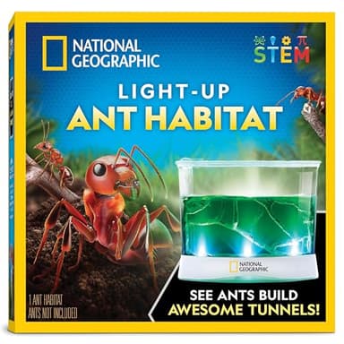 National Geographic Ant Habitat Kit - Light-Up Ant Terrarium with Built-in Magnifiers, Tunnel Starter Tool & More, Ant Activities for Kids, Ant Home, Ant Colony, Ant Habitat, Ant House for Kids