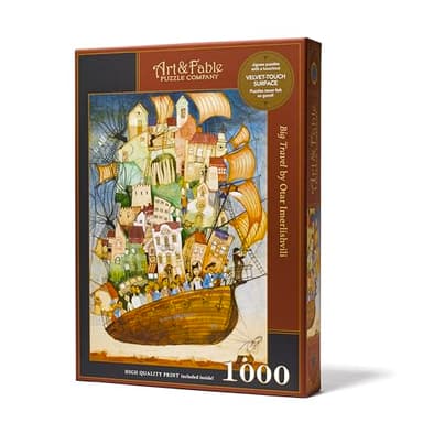 Art & Fable Puzzle Company Big Travel by Otar Imerlishvili 1000 Piece Fine Artwork Premium Adult Jigsaw Puzzle - Perfect for Game Nights, Gifting, and Family Fun
